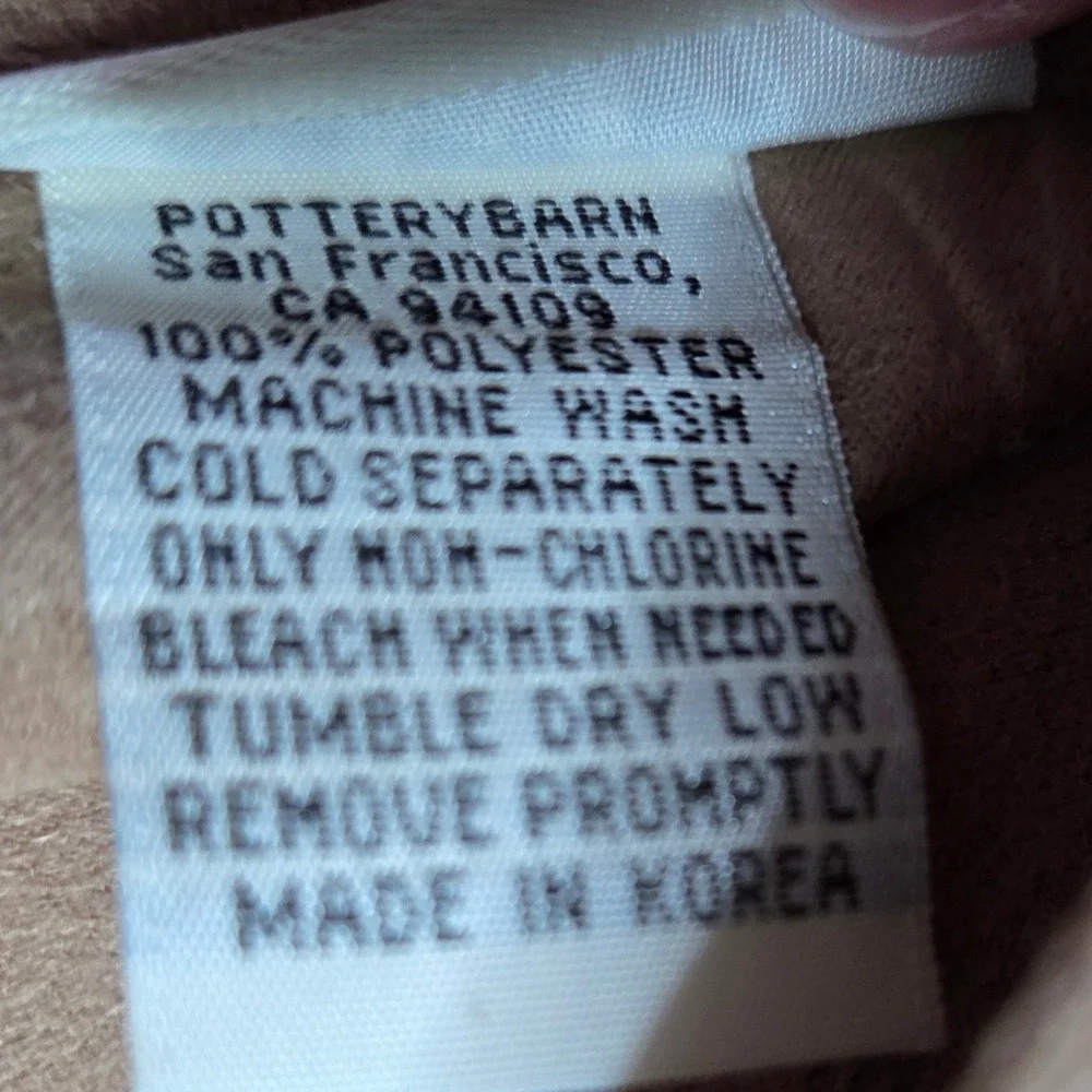 Pottery Barn Microfiber Faux Suede Tan Stitched Pillow Sham Zipper Closure‎